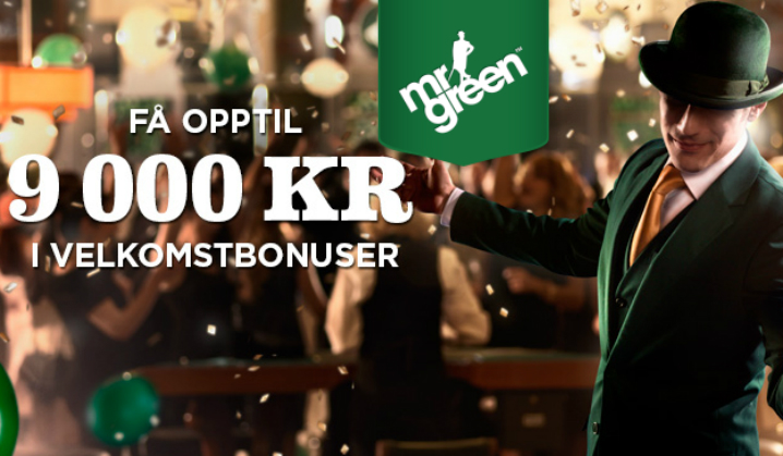 Opptil 9000 kr i velkomstbonus på Mr Green!